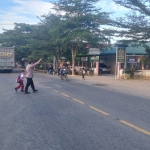 Polsek Rantau Selamat Gelar Strong Point Pagi di Jalan Medan–Banda Aceh