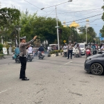 Sat Lantas Polres Langsa Gelar Strong Point Pagi di Jalan Ahmad Yani