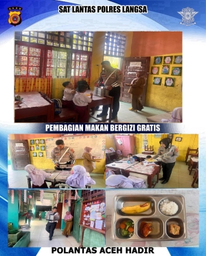 Sat Lantas Polres Langsa Kawal Pendistribusian Program Makan Bergizi Gratis di Sekolah