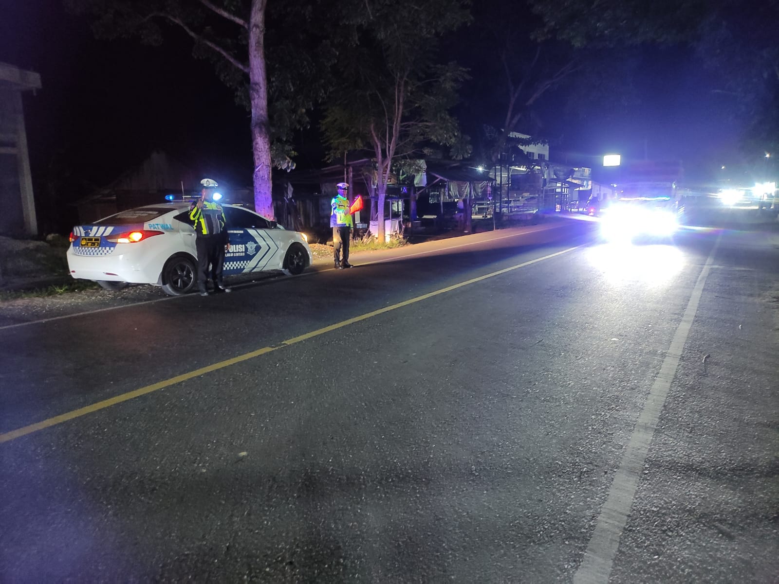 Sat Lantas Polres Langsa Gelar Patroli Blue Light di Jalur Rawan Kecelakaan