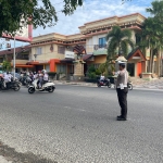 Sat Lantas Polres Langsa Gelar Strong Point Pagi di Jalan Ahmad Yani