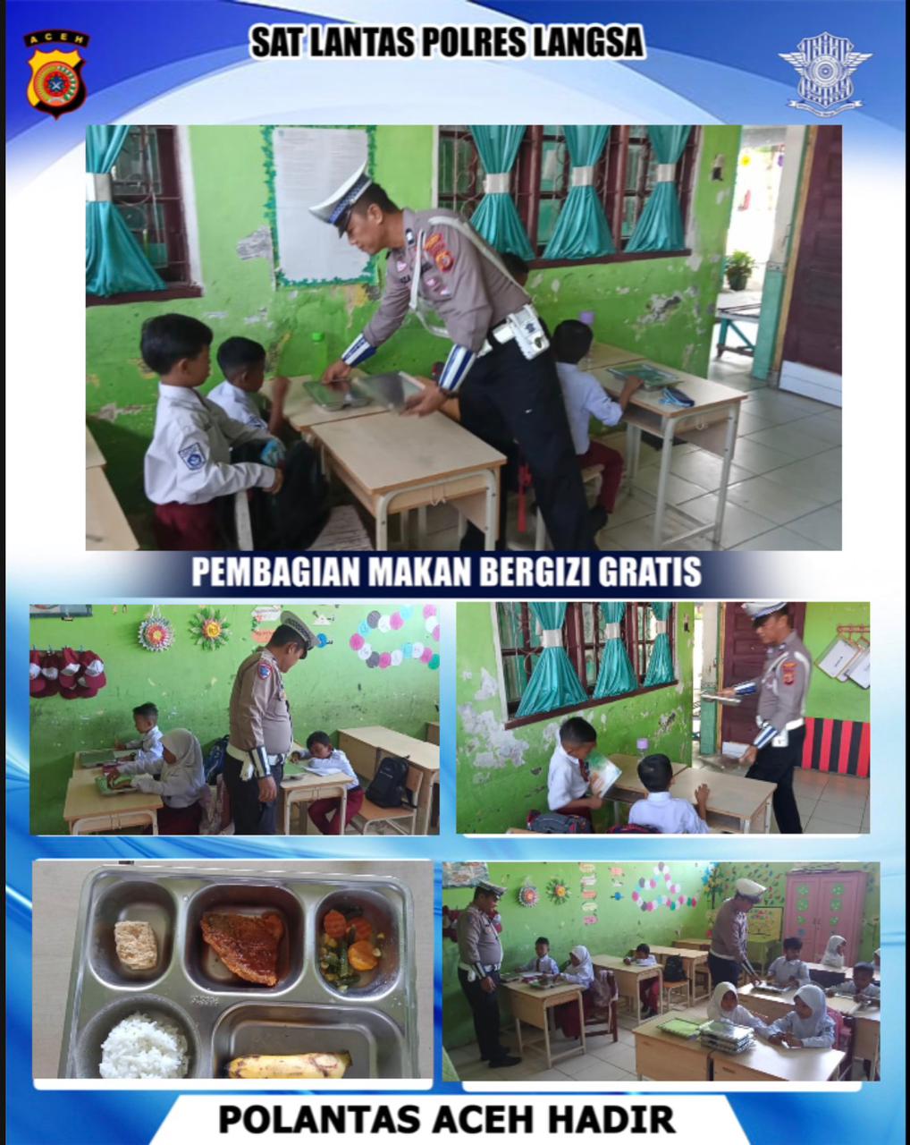 Sat Lantas Polres Langsa Kawal Distribusi Program Nasional Pemberian Makan Bergizi Gratis di Sekolah
