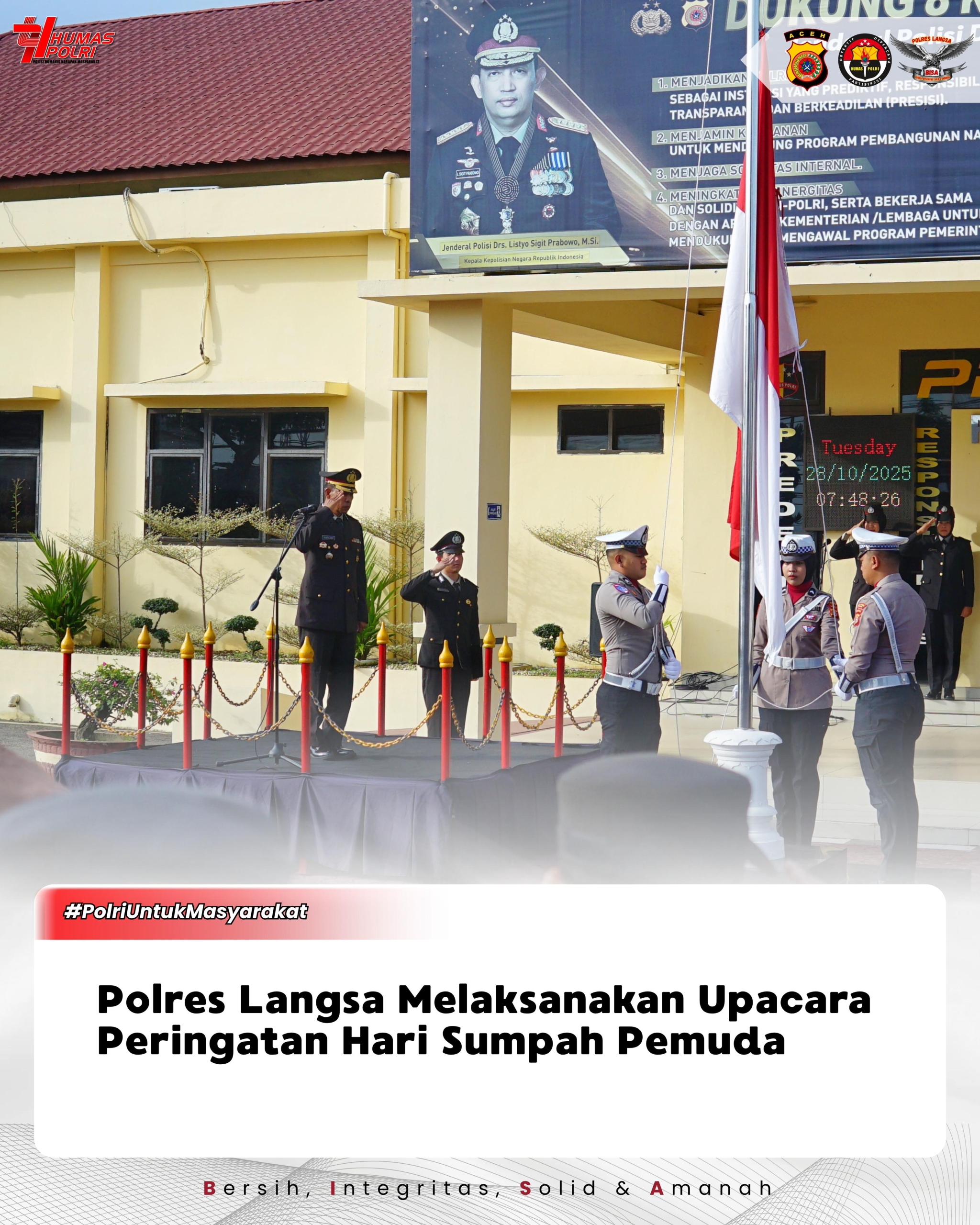 Polres Langsa Gelar Upacara Peringatan Hari Sumpah Pemuda Tahun 2025