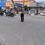 Sat Lantas Polres Langsa Laksanakan Strong Point Pagi di Jalan Ahmad Yani
