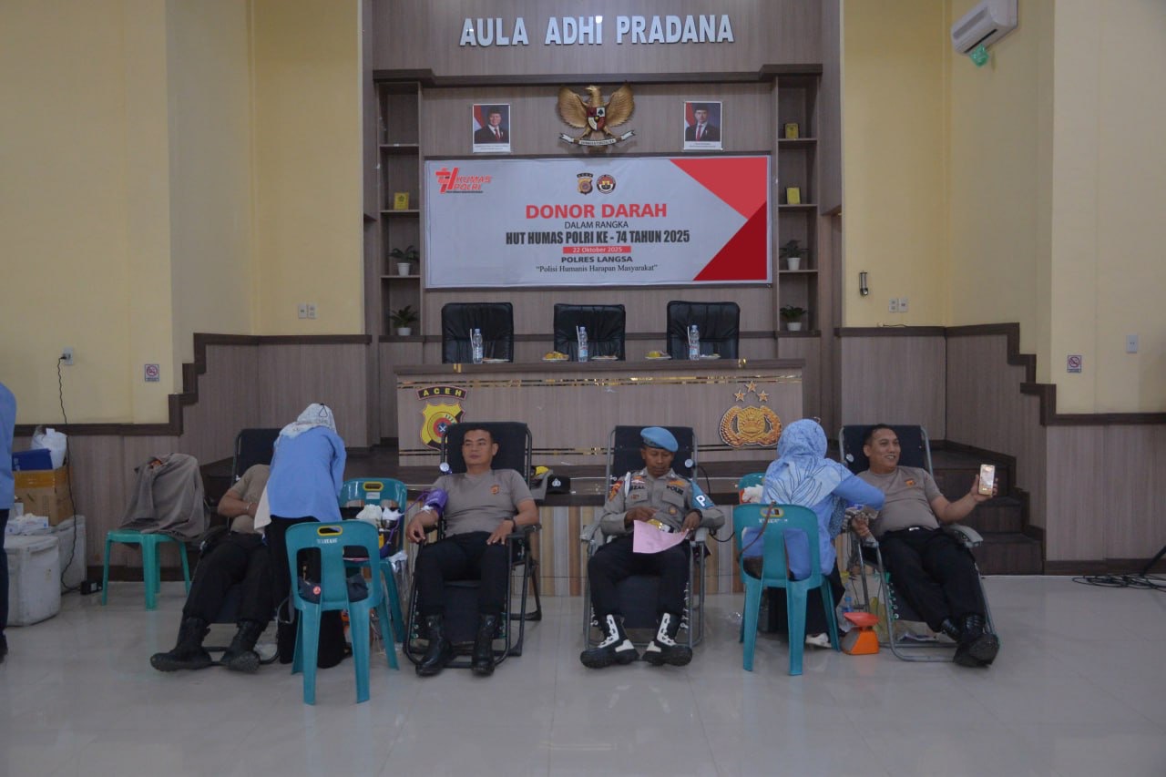 Dalam Rangka HUT ke-74, Humas Polres Langsa Gelar Donor Darah