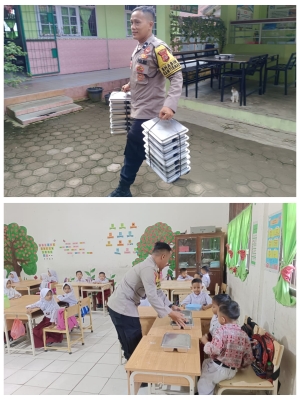Polsek Langsa Timur Lakukan Pengawalan Pendistribusian Program Makan Bergizi Gratis