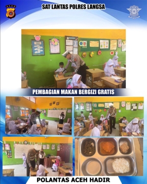 Sat Lantas Polres Langsa Kawal Distribusi Program Makan Bergizi Gratis di Sekolah Wilayah Langsa Kota
