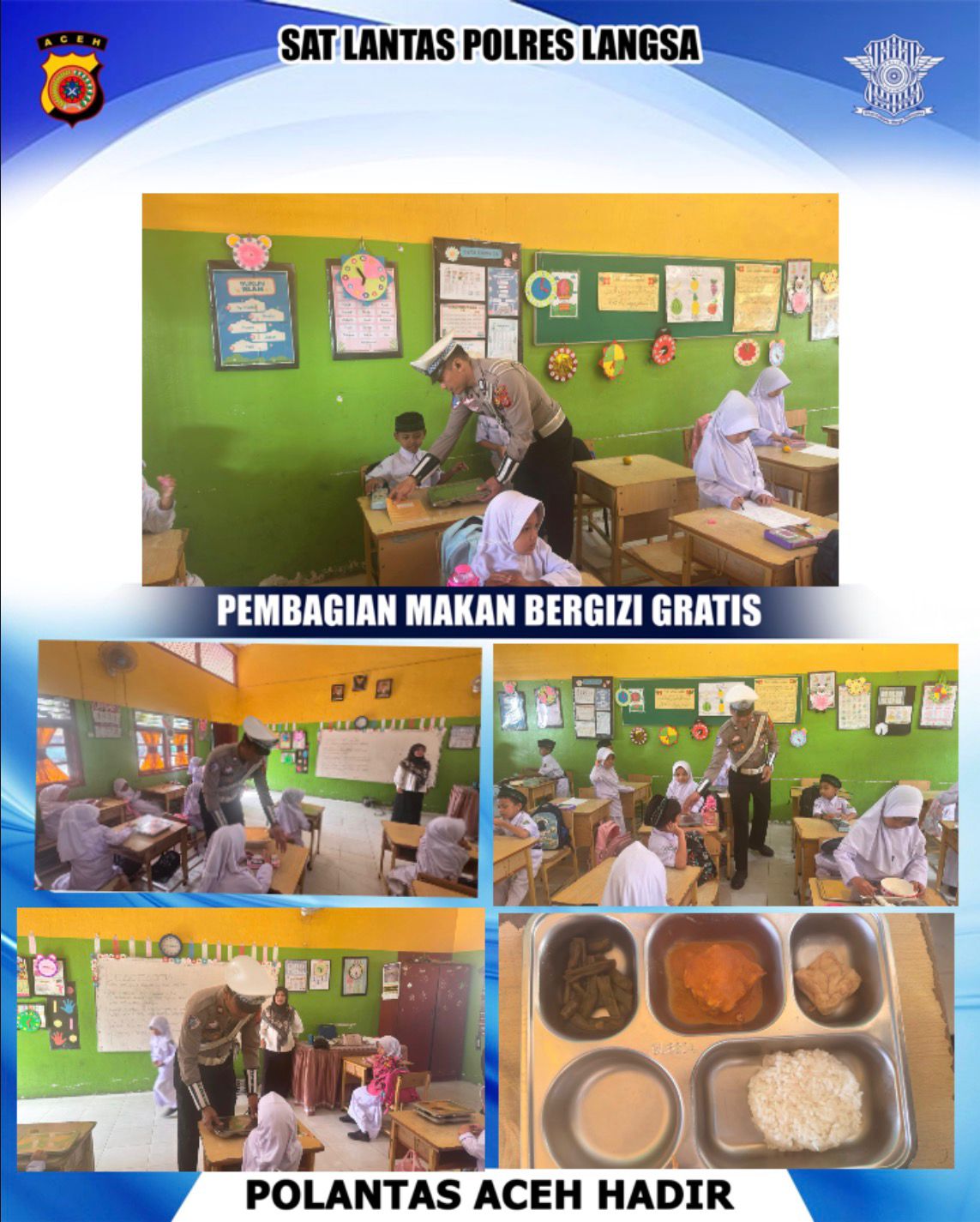 Sat Lantas Polres Langsa Kawal Distribusi Program Makan Bergizi Gratis di Sekolah Wilayah Langsa Kota