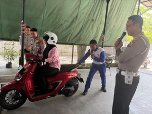Satlantas Polres Langsa Gelar Safety Riding dan Sosialisasi Tertib Berlalu Lintas Bersama Karyawan PNM