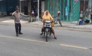 Polsek Rantau Selamat Gelar Strong Point Pagi di Jalan Medan–Banda Aceh