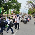Sat Lantas Polres Langsa Gelar Strong Point Pagi di Jalan Ahmad Yani