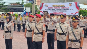 Polres Langsa Gelar Upacara Sertijab Tiga Pejabat Utama di Lapangan Mapolres Langsa
