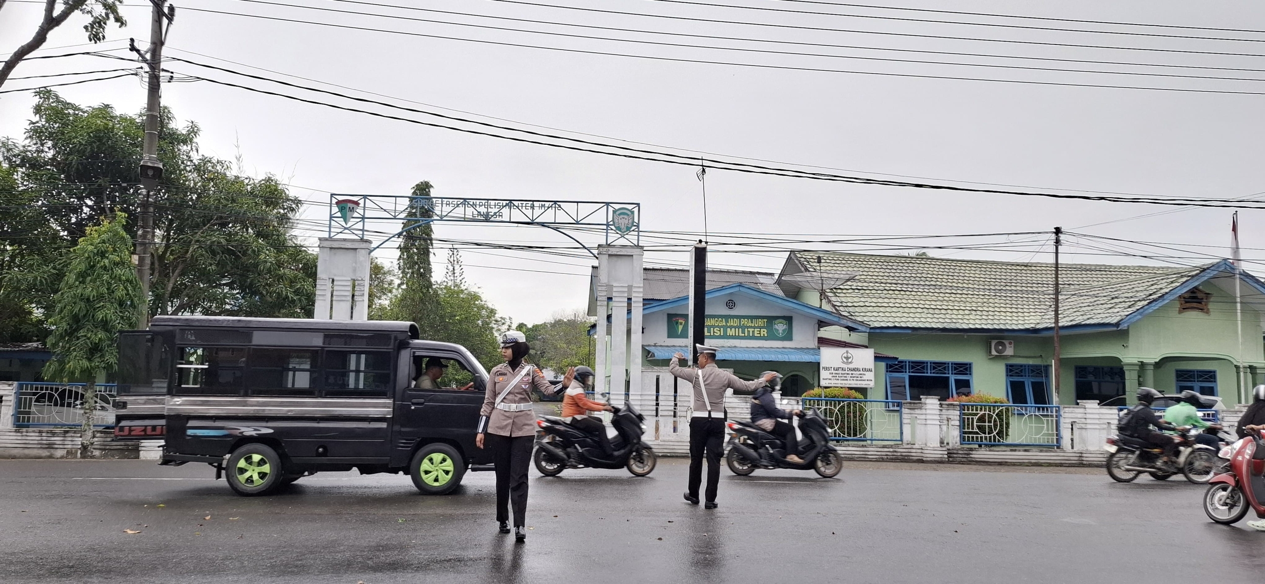 Sat Lantas Polres Langsa Gelar Strong Point Pagi di Jalan Ahmad Yani