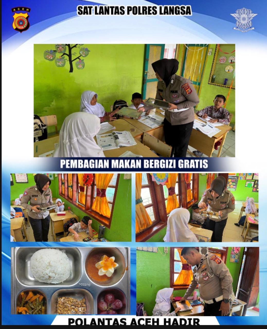 Sat Lantas Polres Langsa Kawal Pendistribusian Program Makan Bergizi Gratis di Sekolah Wilkum Langsa Kota