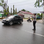 Sat Lantas Polres Langsa Laksanakan Strong Point Pagi di Jalan Ahmad Yani