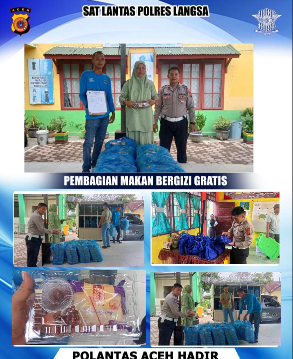 Sat Lantas Polres Langsa Kawal Pendistribusian Program Makan Bergizi Gratis di Langsa Kota
