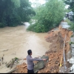 Pengecekan Tanggul Sungai Roboh di Gampong Teungoh oleh Polsek Langsa Kota