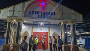 Personel Polres Langsa Amankan Ibadah Sekolah Minggu di HKBP Langsa