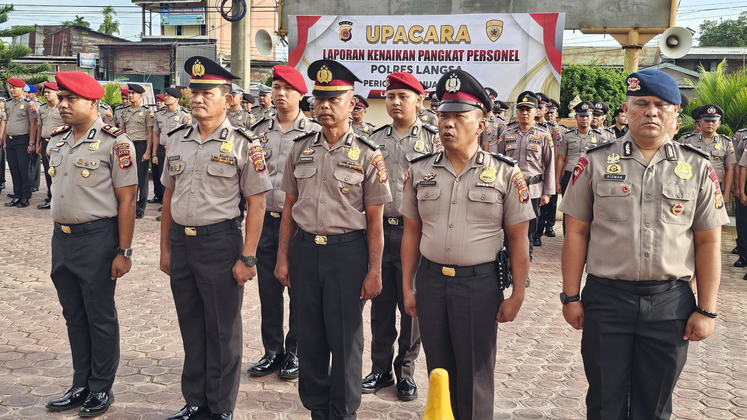 Upacara Kenaikan Pangkat 85 Personel Polres Langsa Digelar di Lapangan Apel