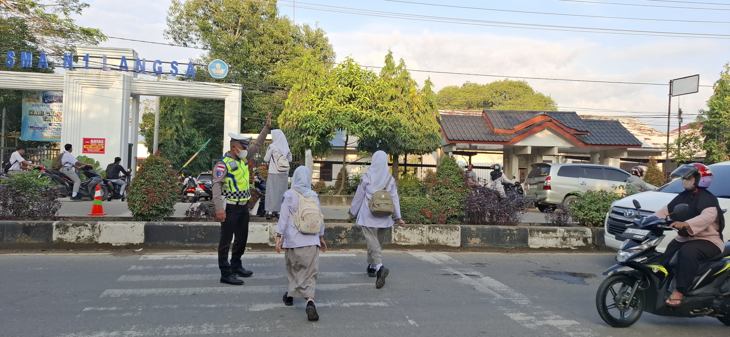 Satlantas Polres Langsa Gelar Strong Point Pagi di Jalan Ahmad Yani