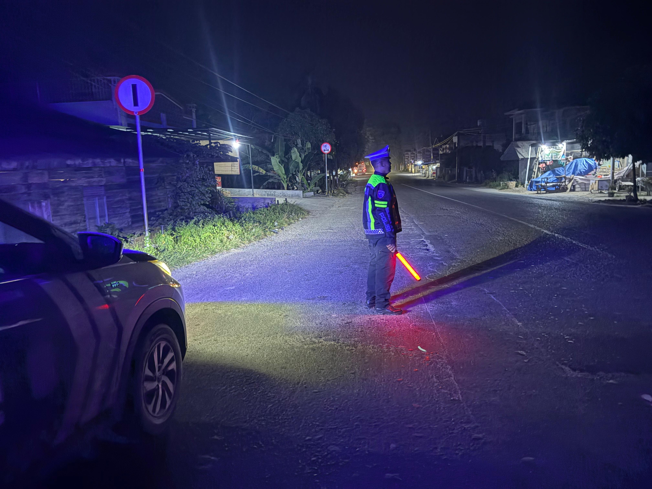 Patroli Blue Light Sat Lantas Polres Langsa Amankan Jalur Rawan Kecelakaan