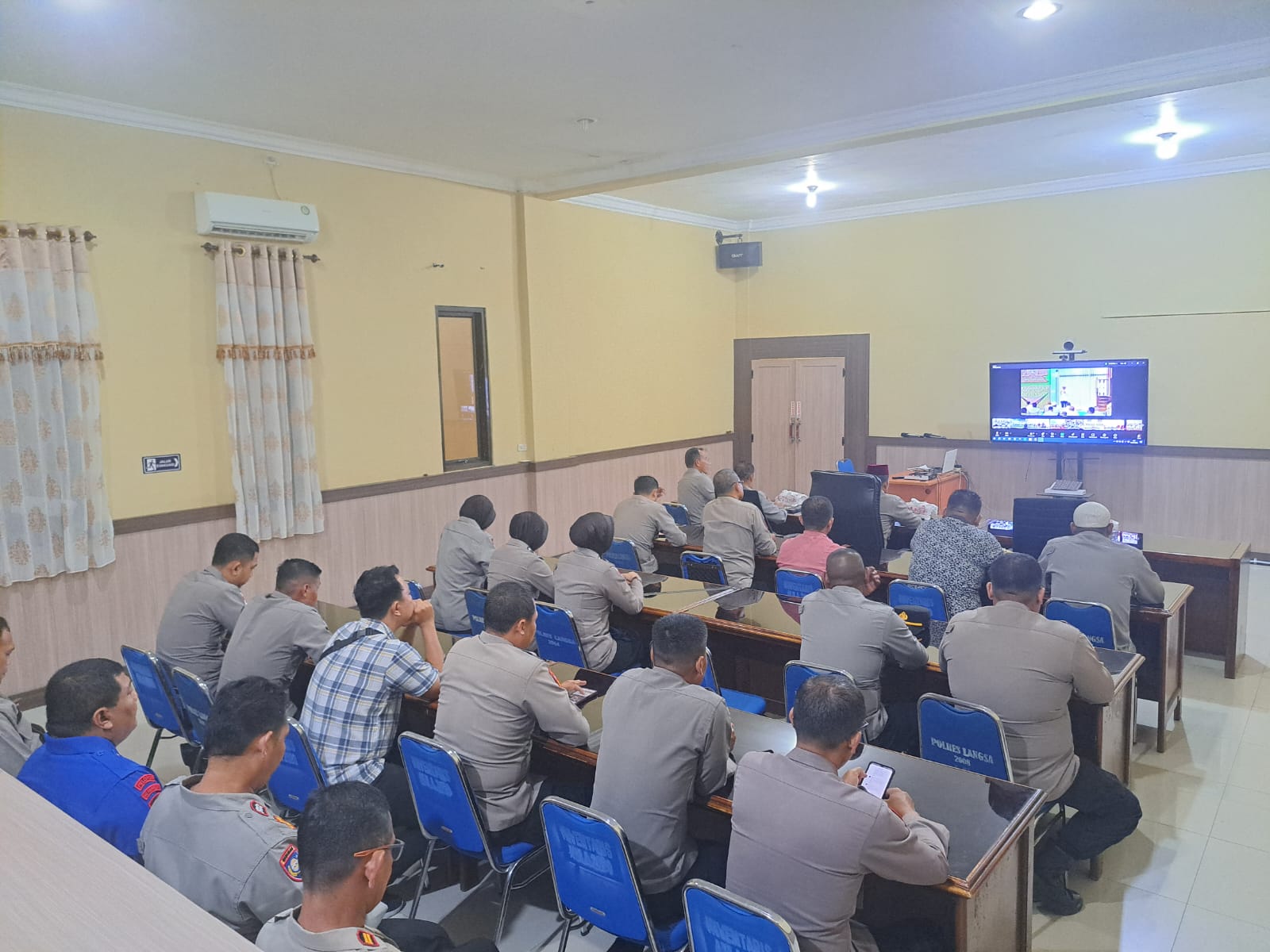 Polres Langsa Ikuti Binrohtal Polda Aceh Secara Daring