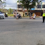 Satlantas Polres Langsa Gelar Strong Point Pagi di Jalan Ahmad Yani