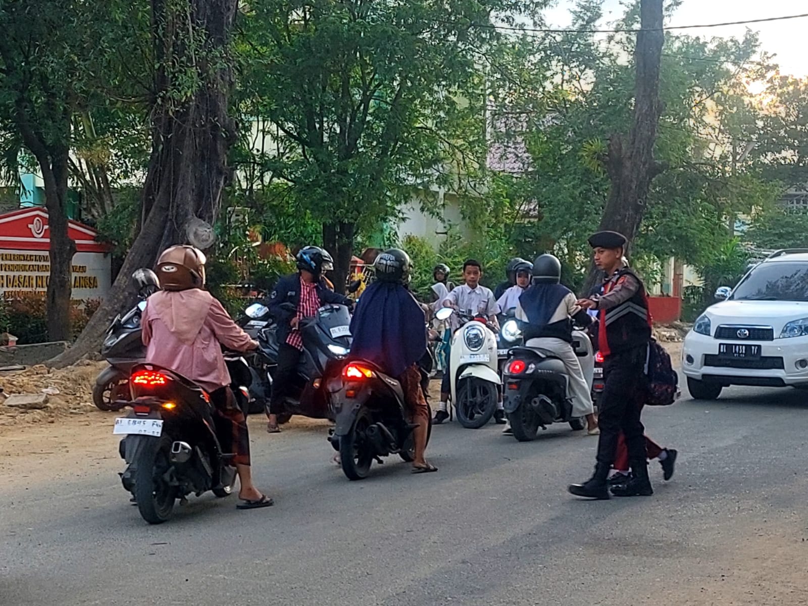 Sat Samapta Polres Langsa Laksanakan Strong Point Pagi di Sejumlah Titik Kota