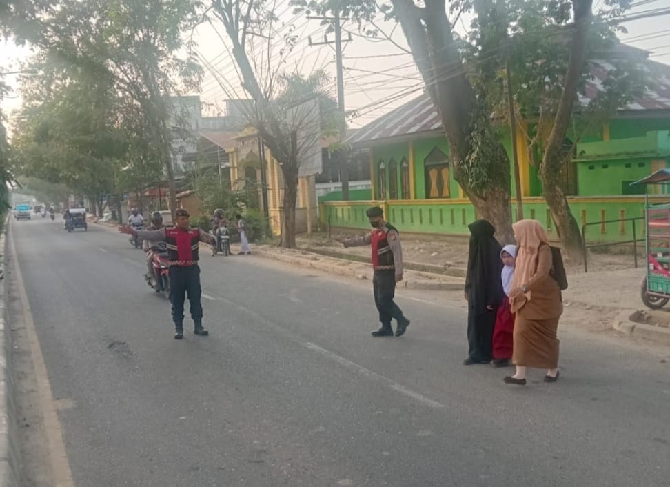 Sat Samapta Polres Langsa Gelar Strong Point Pagi Hari