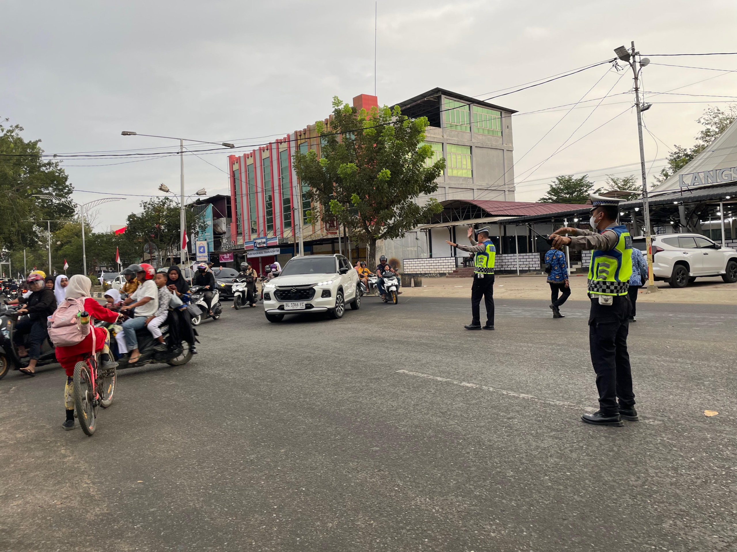 Strong Point Pagi Sat Lantas Polres Langsa Atur Arus di Jalan Ahmad Yani