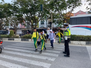 Strong Point Pagi Satlantas Polres Langsa Jaga Kelancaran Arus Lalu Lintas
