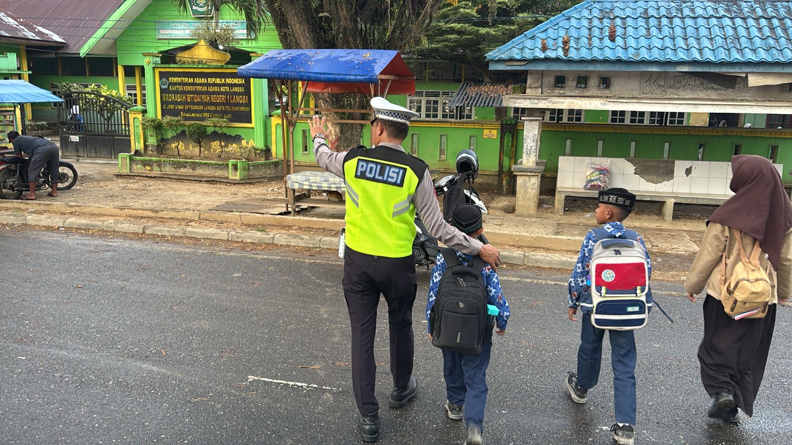 Satlantas Polres Langsa Optimalkan Strong Point Pagi di Jalan Ahmad Yani