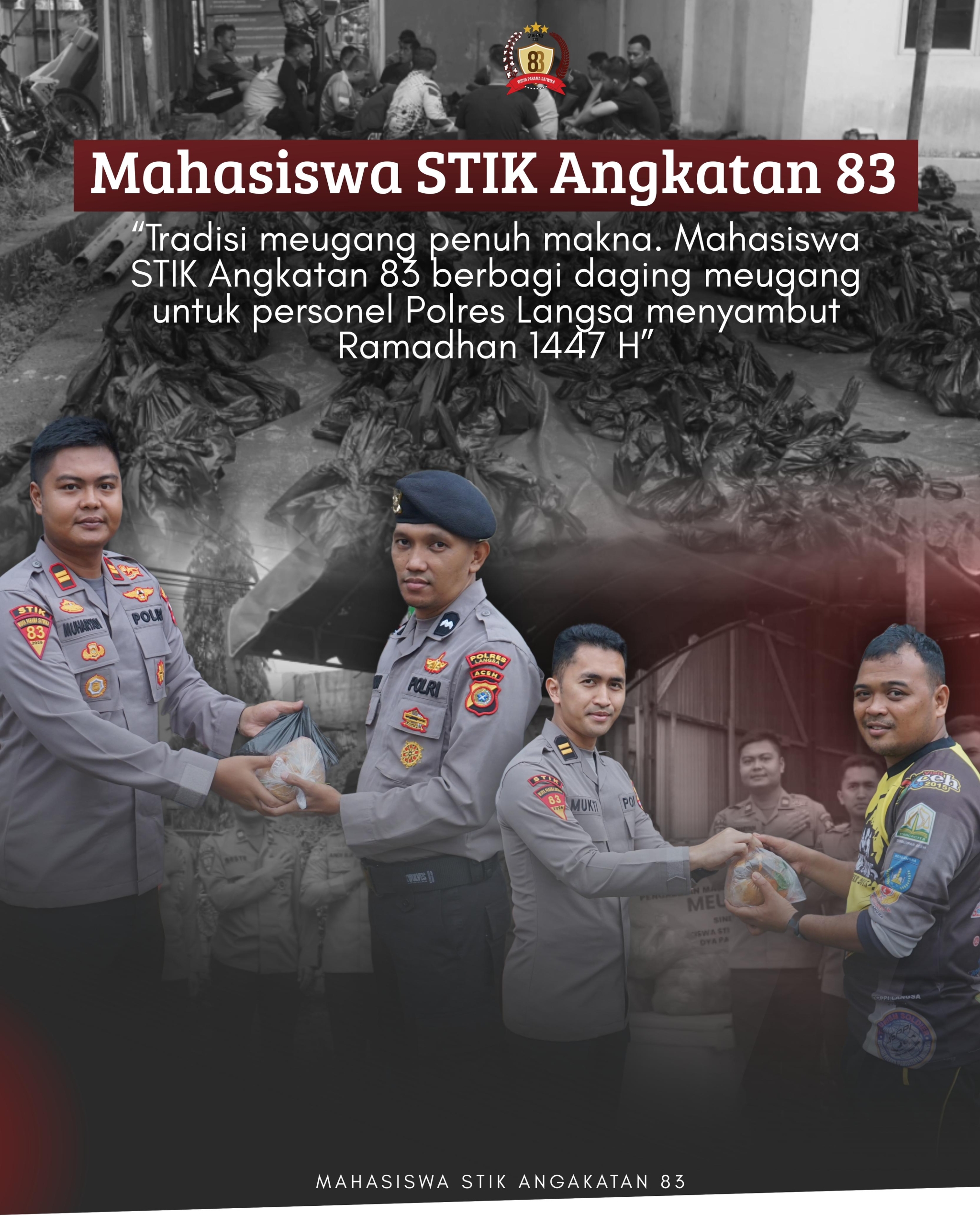 Mahasiswa STIK Bagikan Daging Meugang kepada Personel Polres Langsa Sambut Ramadhan