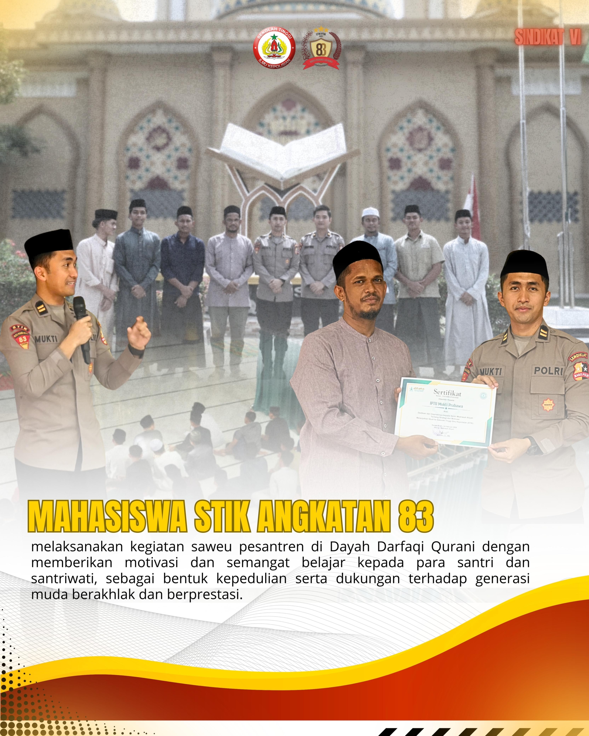 Mahasiswa STIK Angkatan 83 Saweu Pesantren Darfaqih Qurani, Tanamkan Semangat Belajar dan Akhlak Mulia bagi Santri
