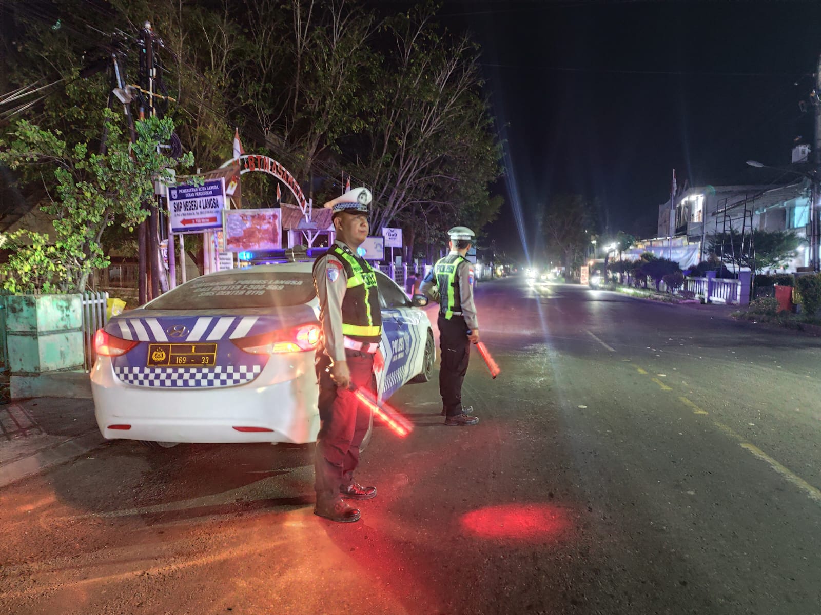 Patroli Blue Light Satlantas Polres Langsa Antisipasi Kecelakaan di Jalur Lintas Nasional