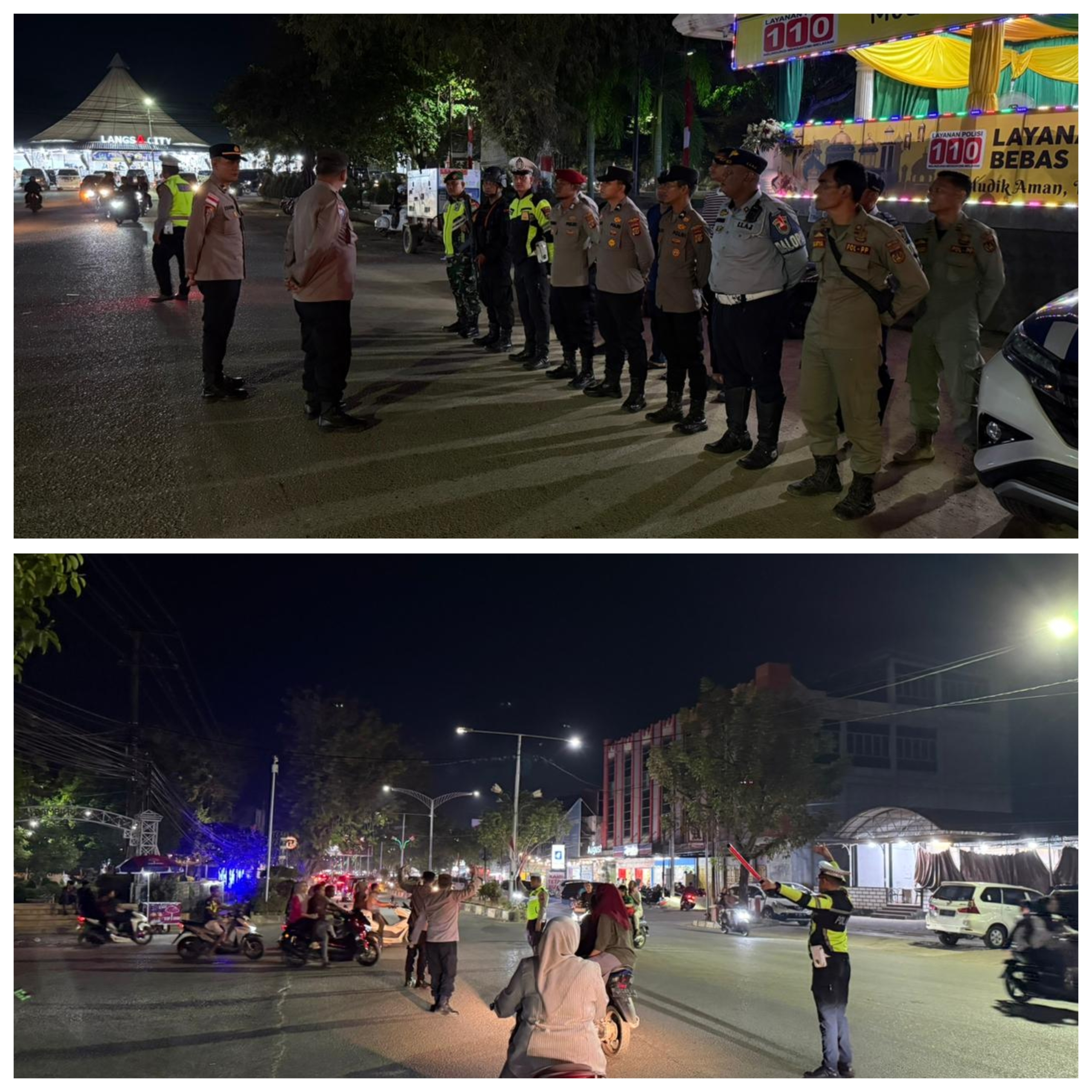 Personel Gabungan Perkuat Pengamanan Malam Operasi Ketupat Seulawah 2026 di Kota Langsa