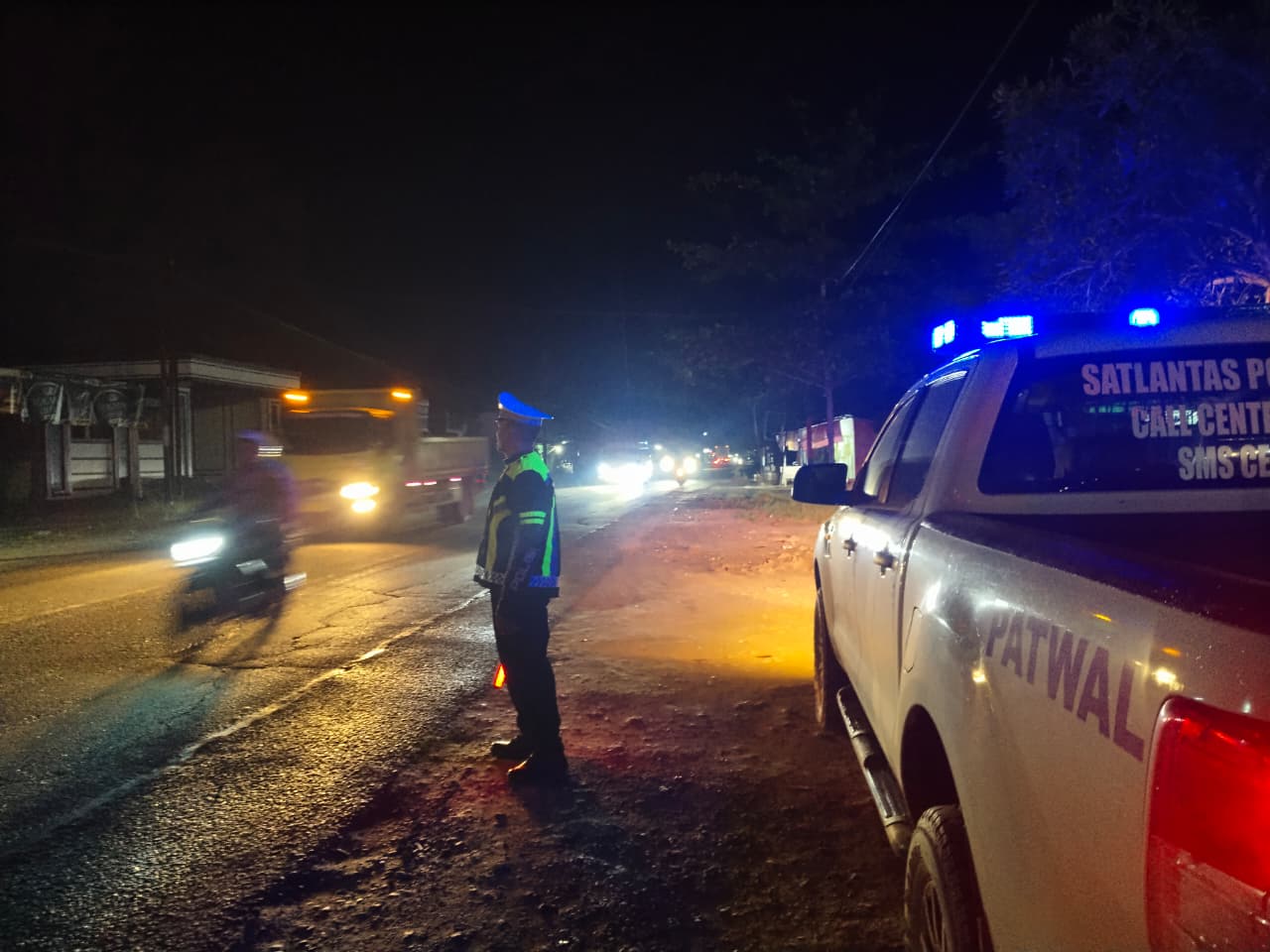 Satlantas Polres Langsa Gelar Patroli Blue Light Antisipasi Kecelakaan Lalu Lintas