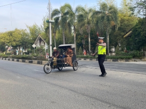 Satlantas Polres Langsa Hadirkan Strong Point Pagi di Jalan Ahmad Yani
