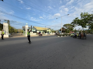 Satlantas Polres Langsa Laksanakan Strong Point Pagi di Sepanjang Jalan Ahmad Yani