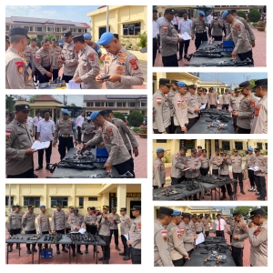 Polres Langsa Laksanakan Pemeriksaan Senjata Api dan Amunisi Personel