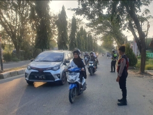 Sat Samapta Polres Langsa Laksanakan Strong Point Pagi di Sejumlah Titik Keramaian