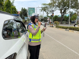 Satlantas Polres Langsa Gelar Penerangan Keliling di Kawasan Tertib Lalu Lintas Kota