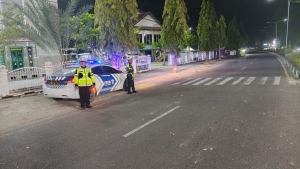 Sat Lantas Polres Langsa Laksanakan Patroli Blue Light Jaga Keamanan Lalu Lintas Malam