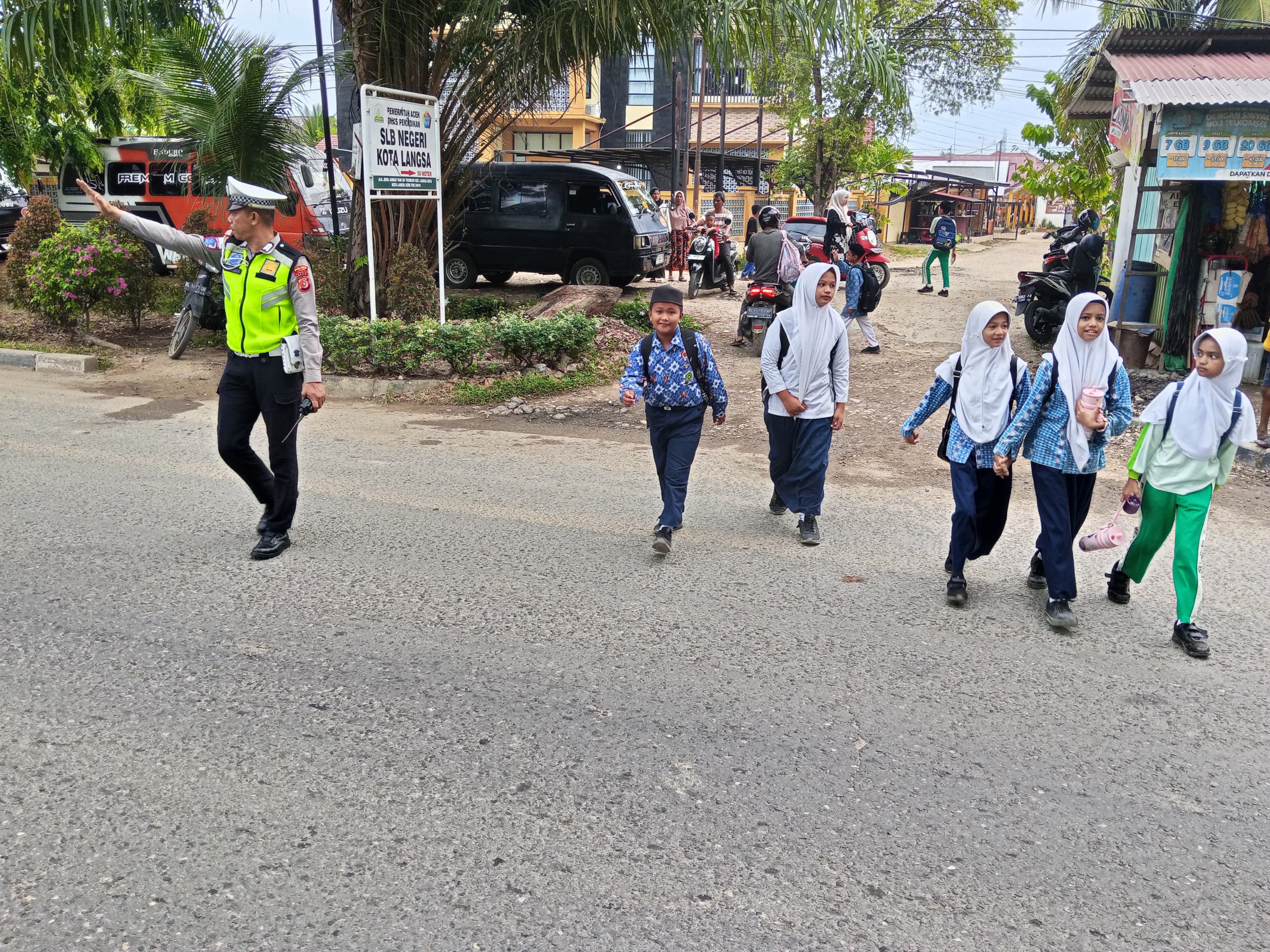 Satlantas Polres Langsa Maksimalkan Strong Point Pagi di Jalan Ahmad Yani