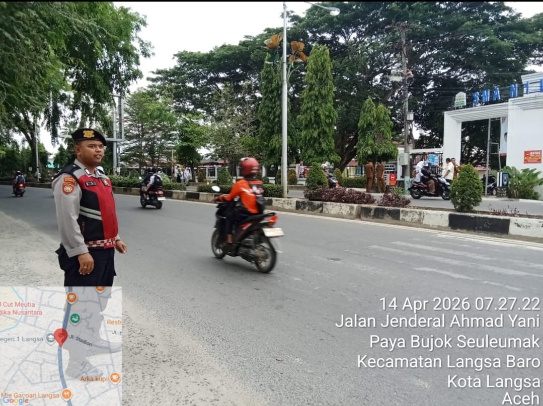 Sat Samapta Polres Langsa Intensifkan Strong Point Pagi untuk Kelancaran Arus Lalu Lintas Kota