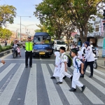 Sat Lantas Polres Langsa Laksanakan Strong Point Pagi di Jalan Ahmad Yani