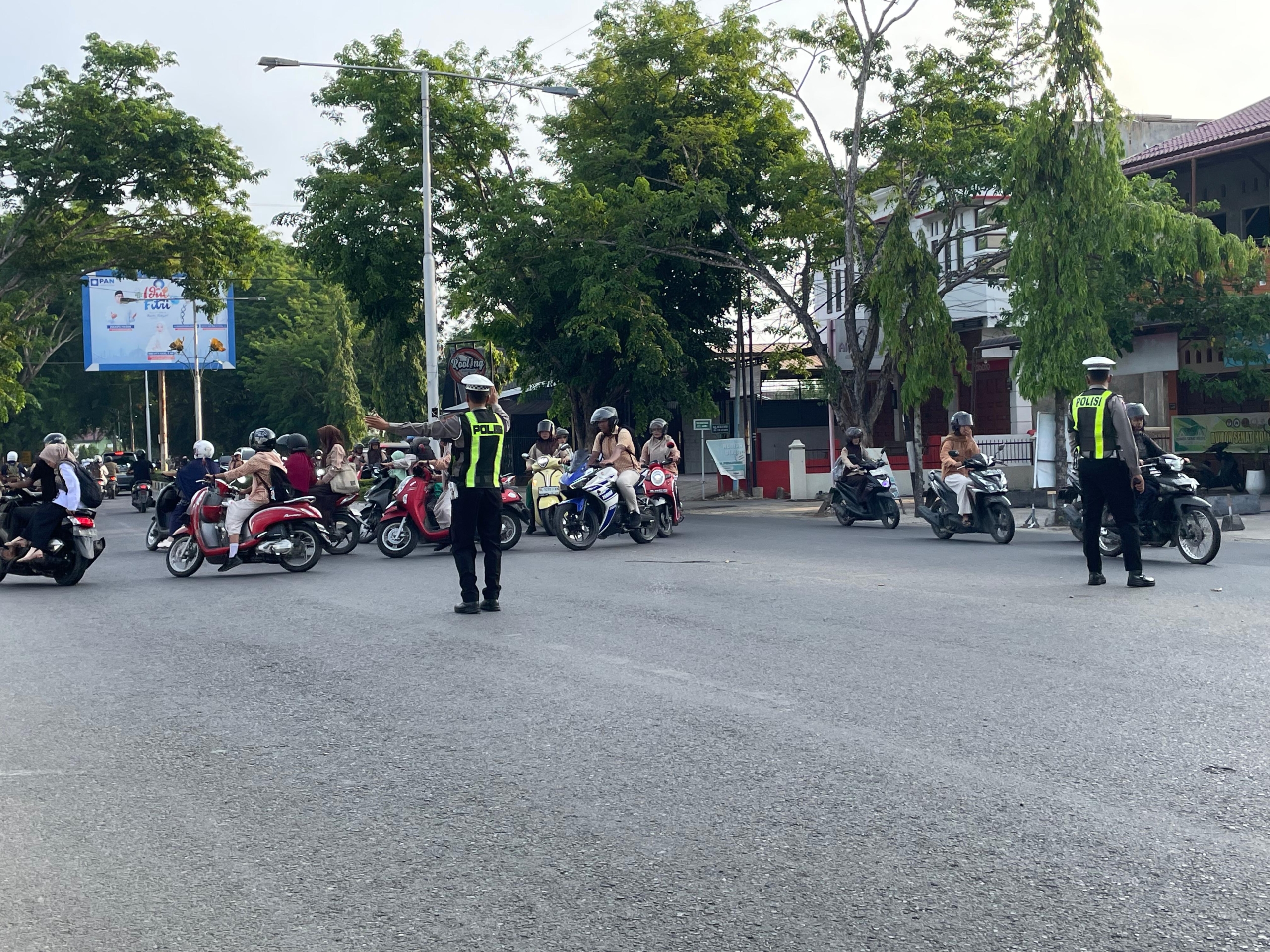 Sat Lantas Polres Langsa Intensifkan Strong Point Pagi di Jalur Utama Kota