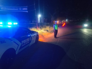 Patroli Blue Light Sat Lantas Polres Langsa Tingkatkan Keamanan Jalur Rawan Kecelakaan