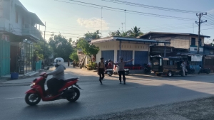 Polsek Rantau Selamat Gelar Strong Point Pagi untuk Kelancaran Arus Lalu Lintas