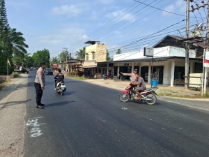 Polsek Birem Bayeun Gelar Protap 01 untuk Wujudkan Kamseltibcarlantas di Jalur Nasional